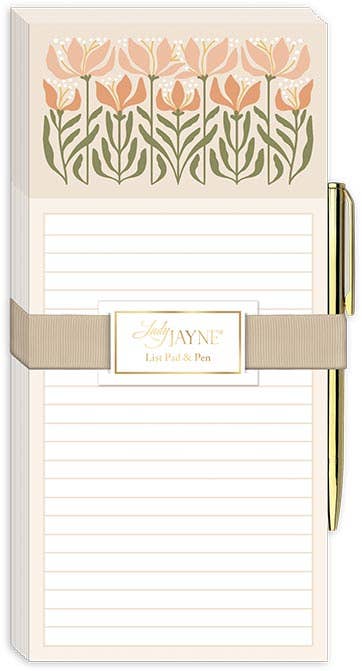 Magnetic List Pad With Pen Flower Market Lily