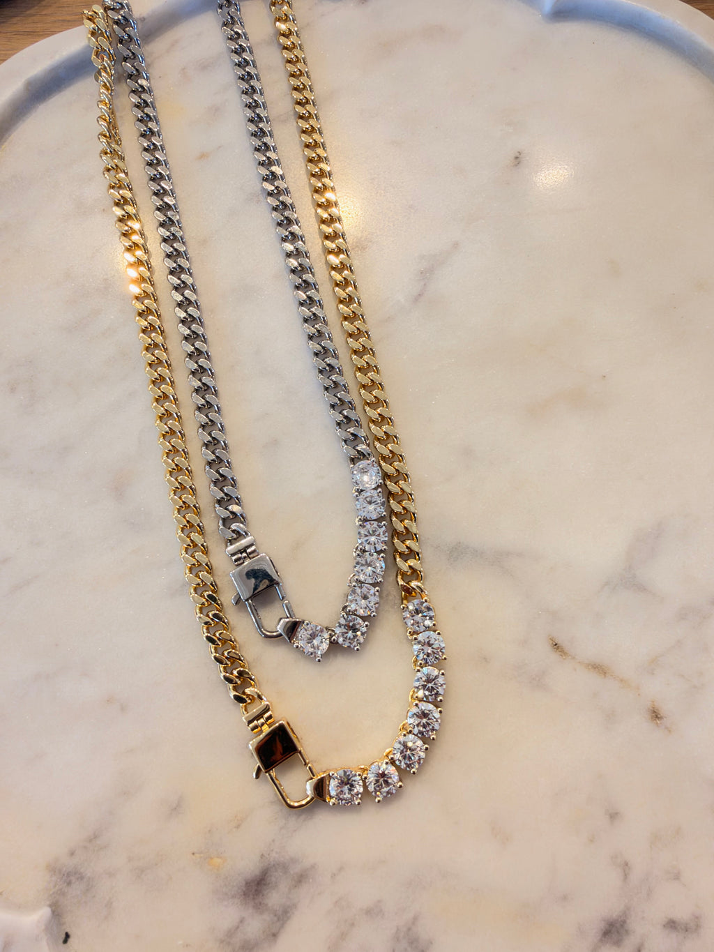Gold Chain and Crystal Stone Necklace