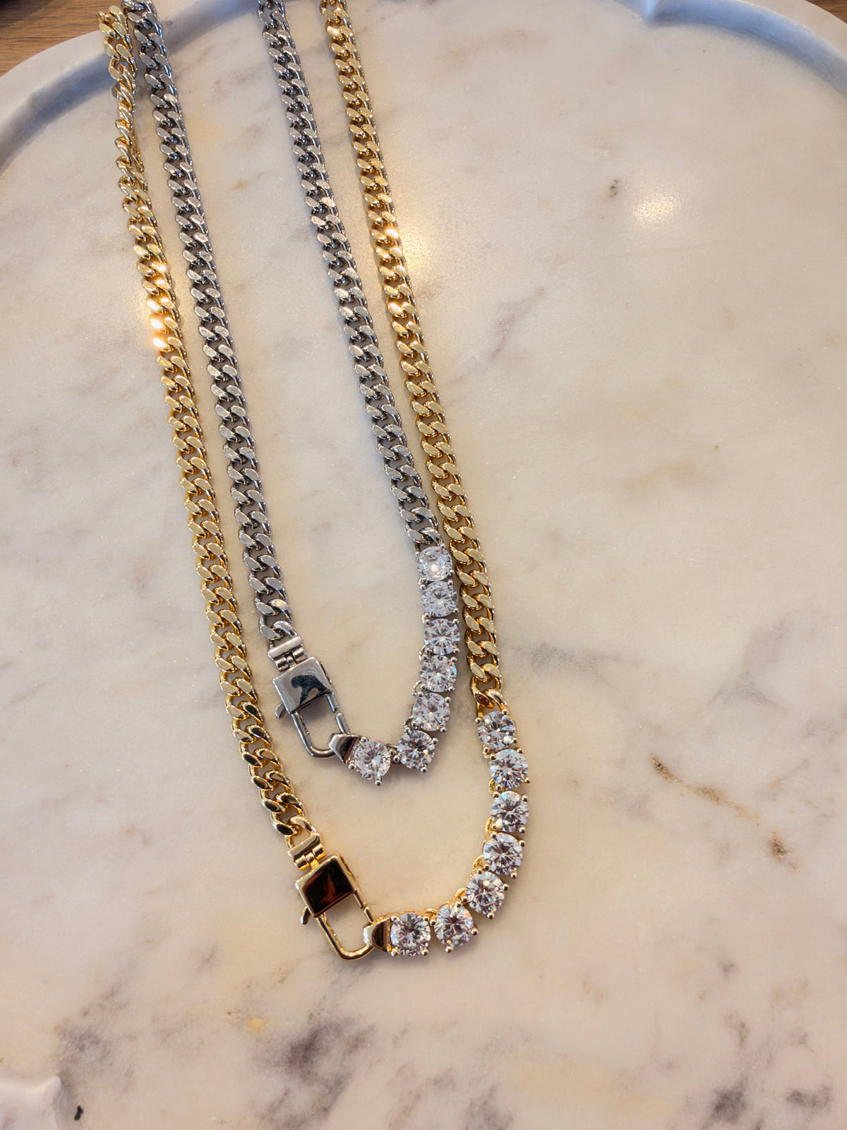 Gold Chain and Crystal Stone Necklace