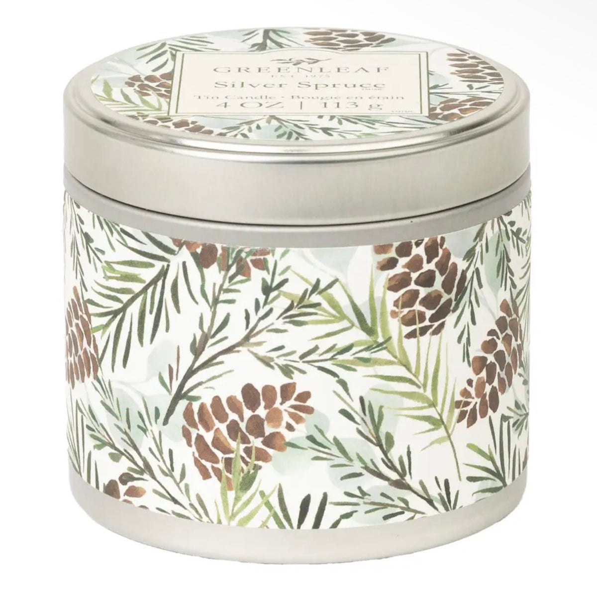 Silver Spruce Tin Candle