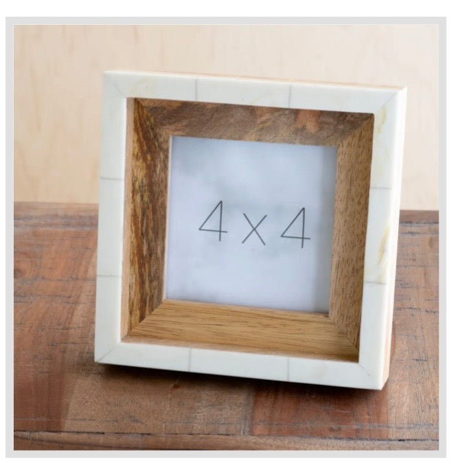 4x4 Wood & Ivory Photo Frame