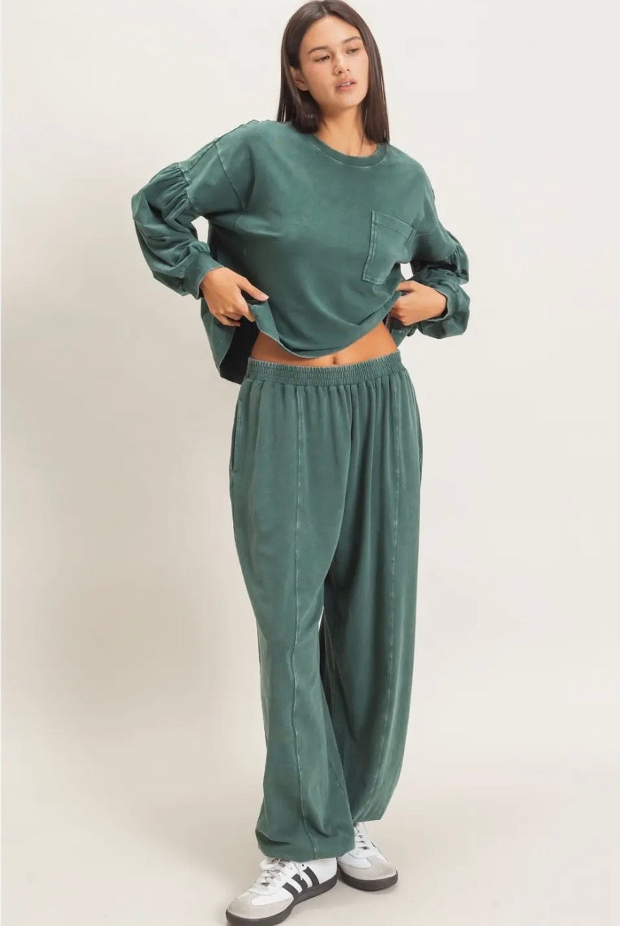 Mineral Wash Puff Sleeve Top