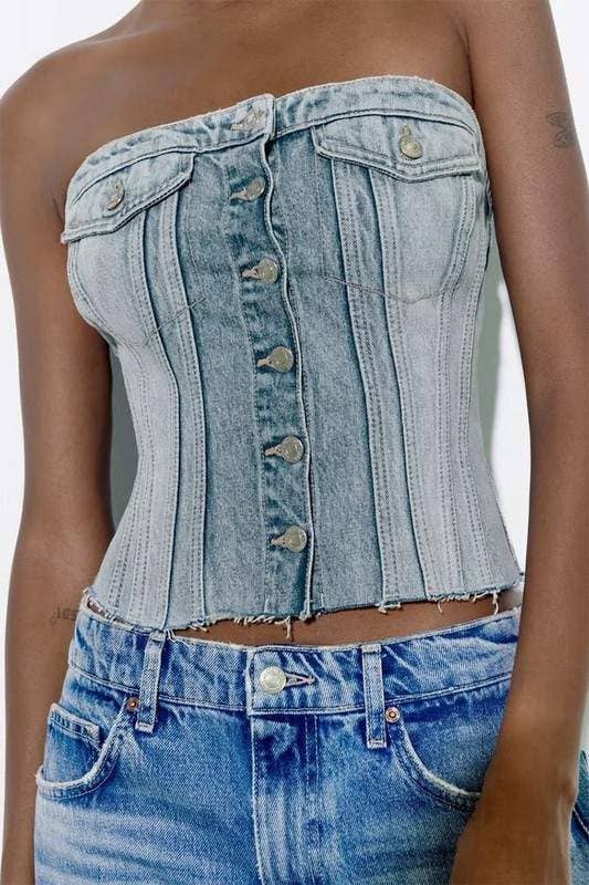 Denim tube top