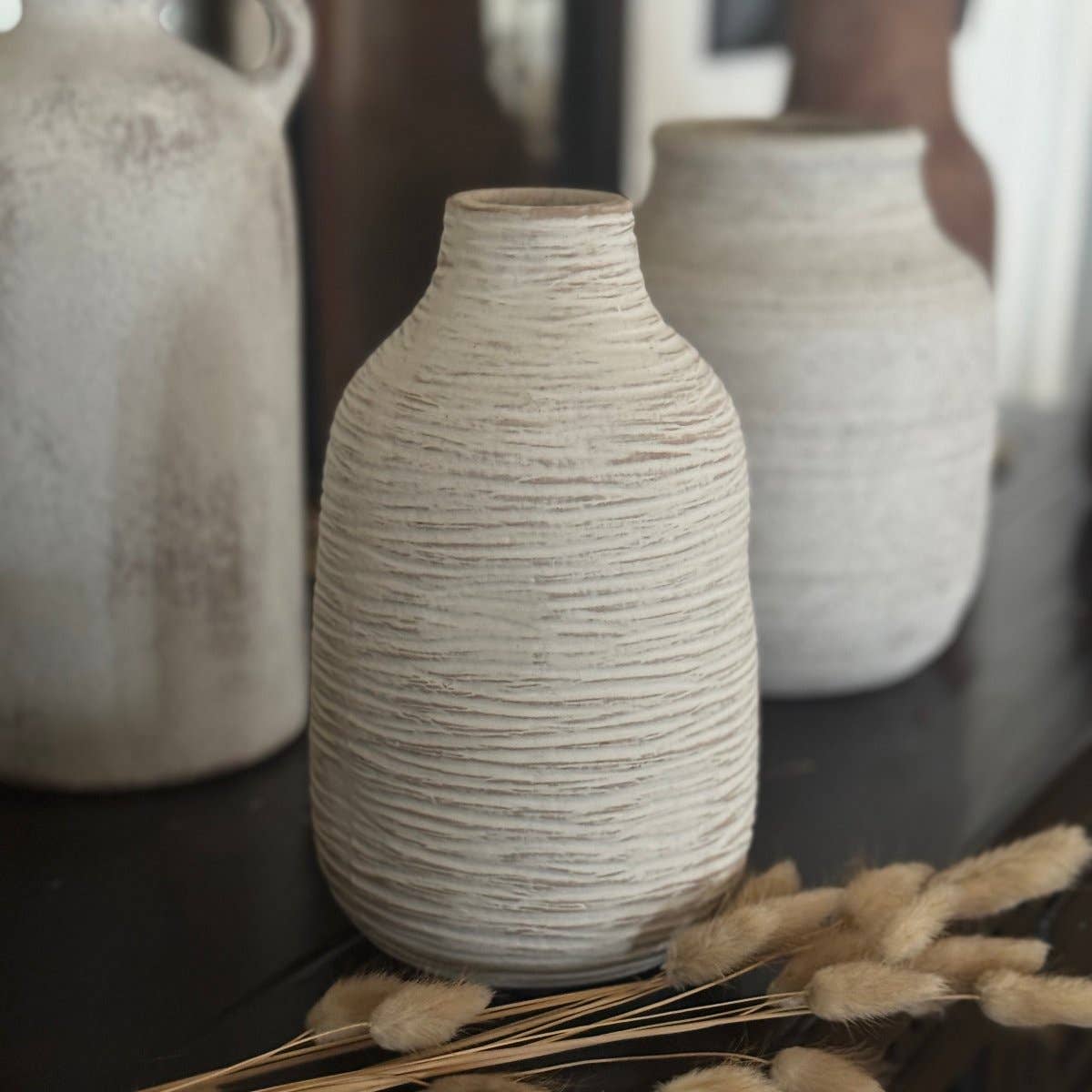 8" Cream Line Vase