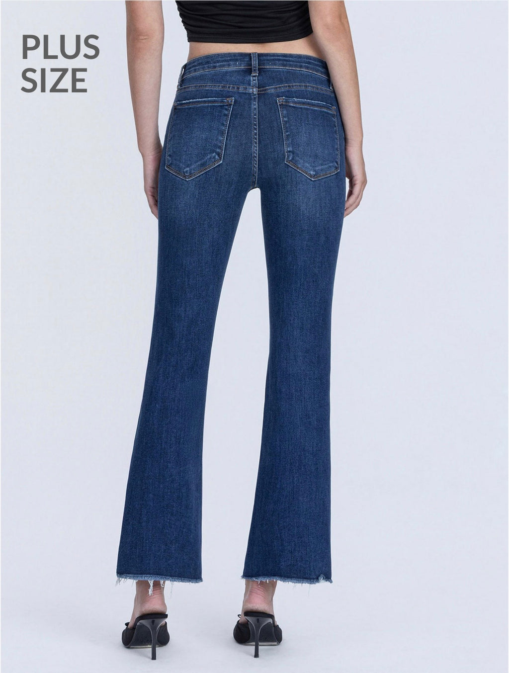 Curvy Lovervet Mid Rise Frayed Hem Kick Flare Jeans