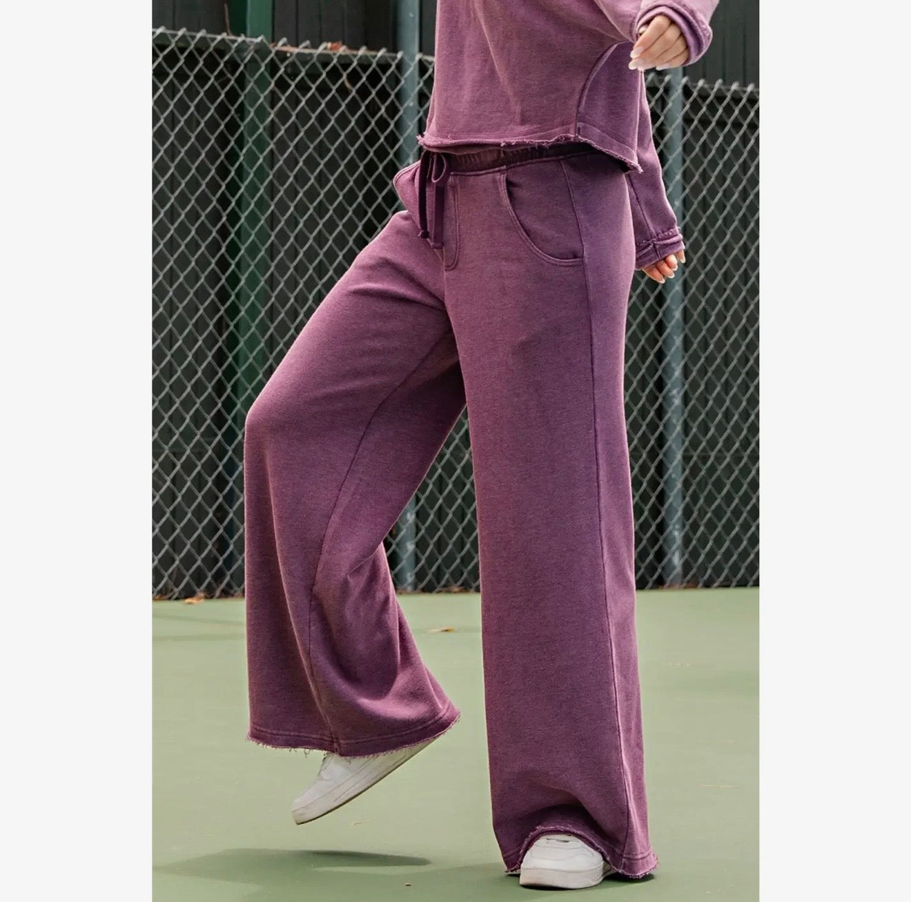 Mineral Wash Terry Wide Leg Sweatpants