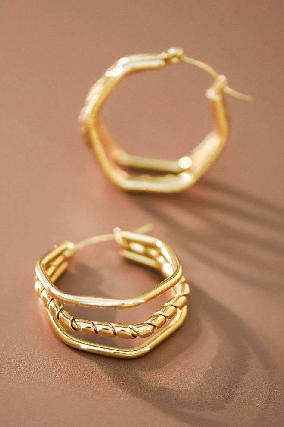 18K Gold Plated Waterproof Stainless Steel Hoop Earrings