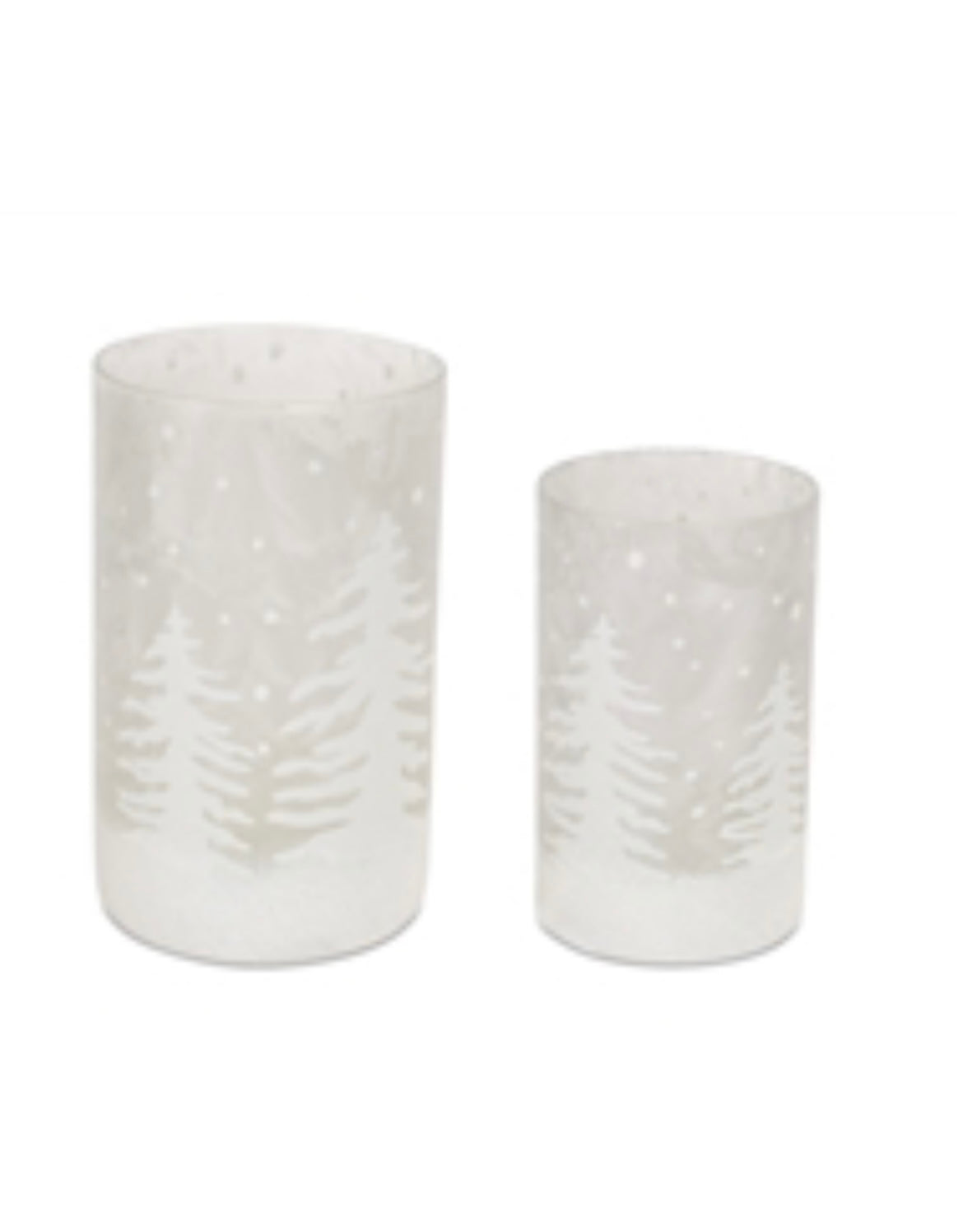 Snowy Tree Glass Candle Holder