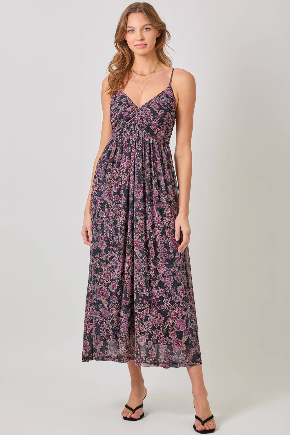 Criss Cross Back Pink Floral Dress