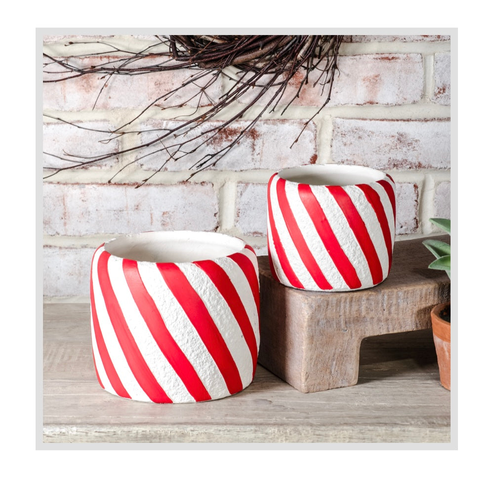 CANDY CANE STRIPE PLANTER LARGE