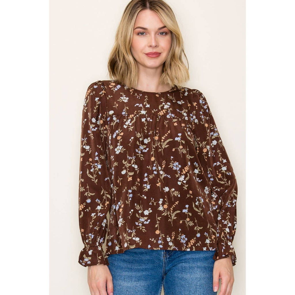 RUFFLE HEM FLORAL PRINT TOP