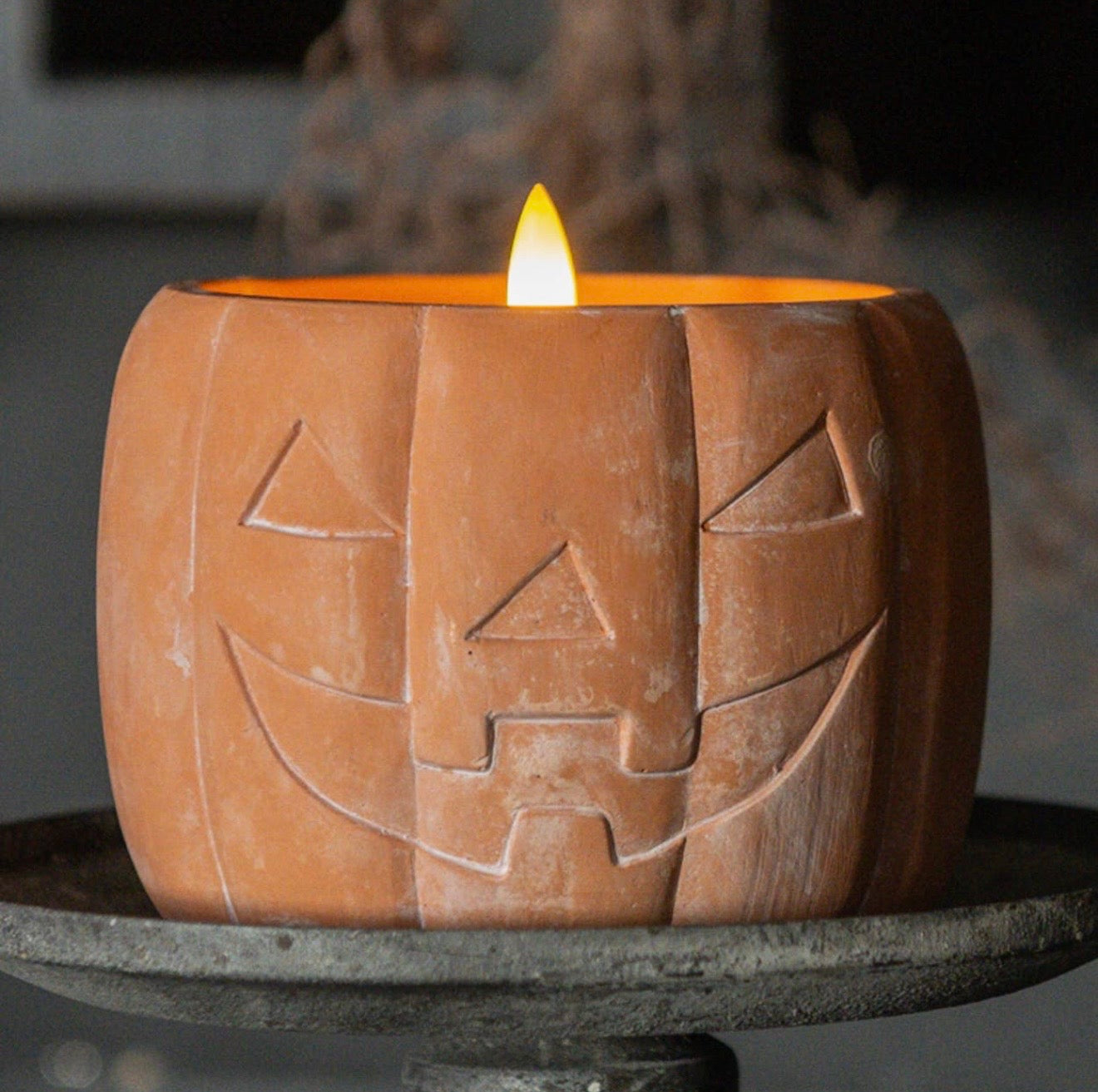3.75" Orange Jack-o-Lantern LED Candle