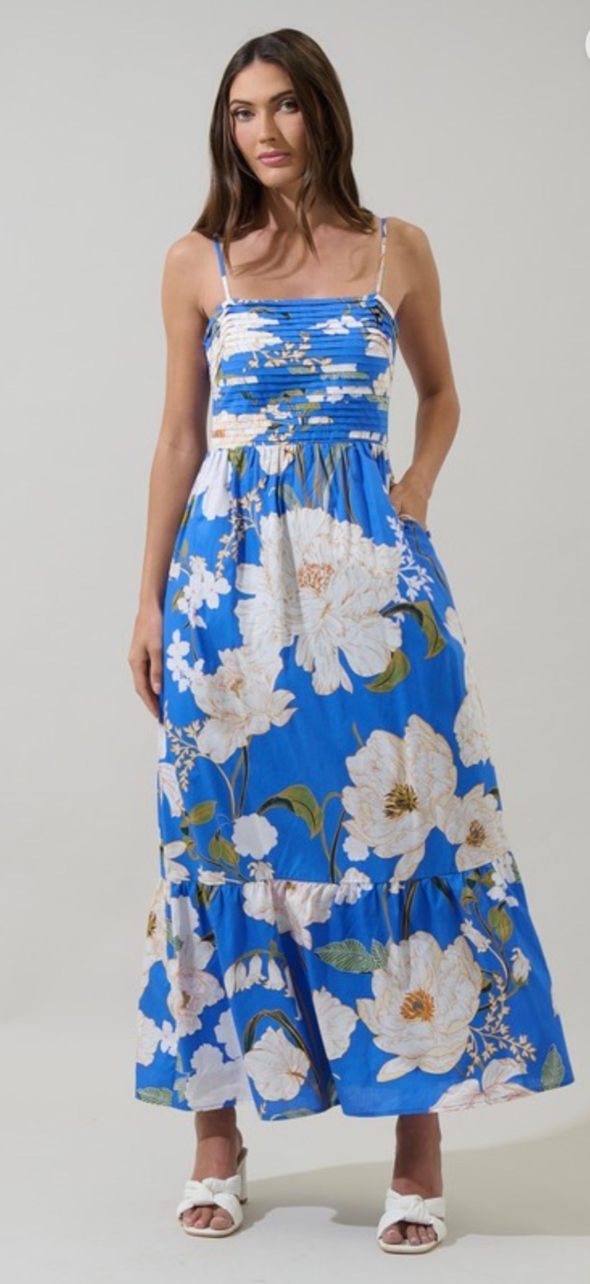 Floral Pleated Maxi Dress