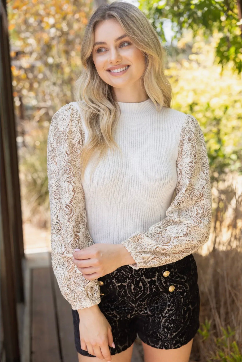 Floral Lace Long Sleeve Sweater