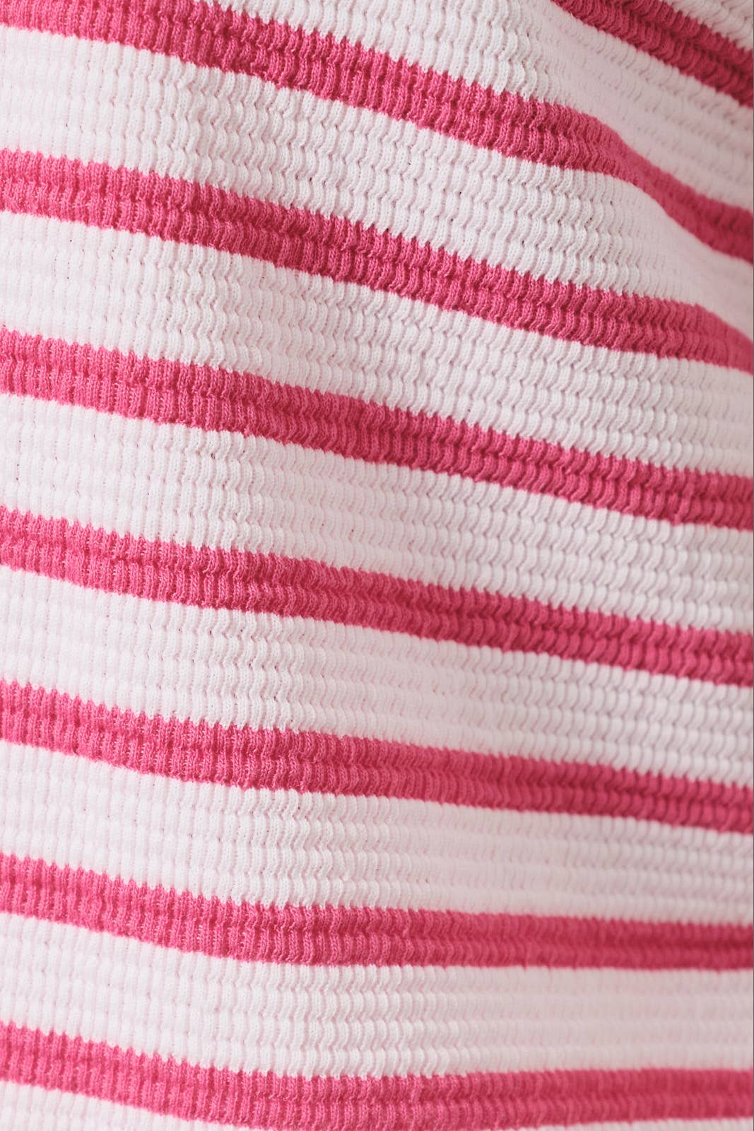 ROUND NECK SHORT SLEEVE ELASTIC CUFF STRIPE TOP