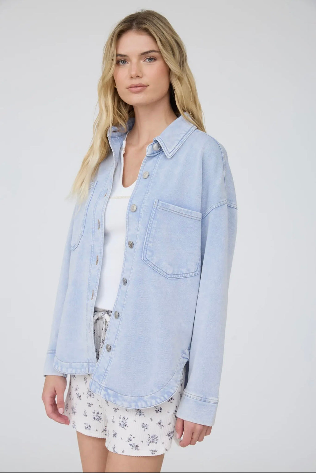 Stretch Denim Shirt Jacket