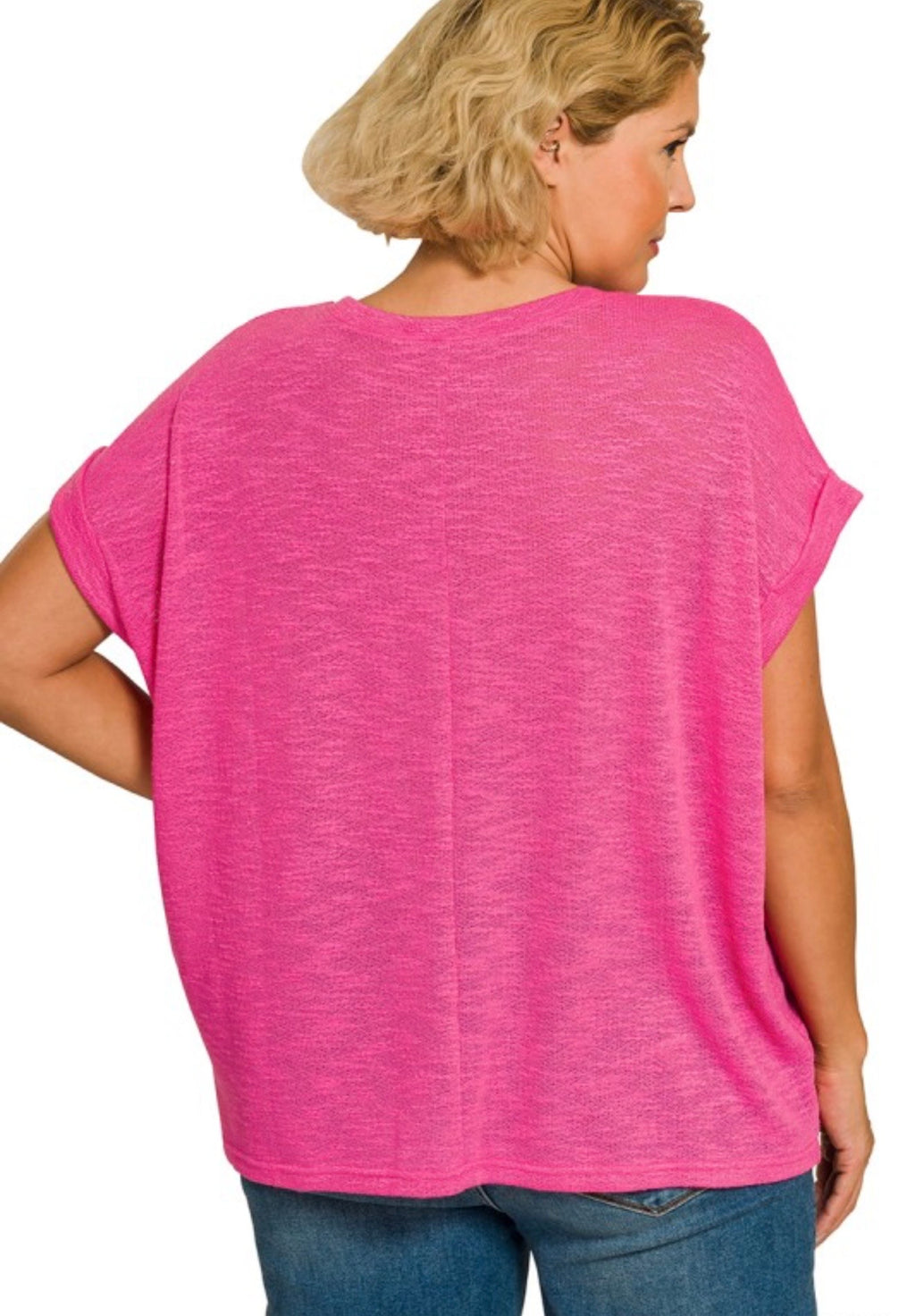 Curvy Slub Rolled Up Sleeve Tee