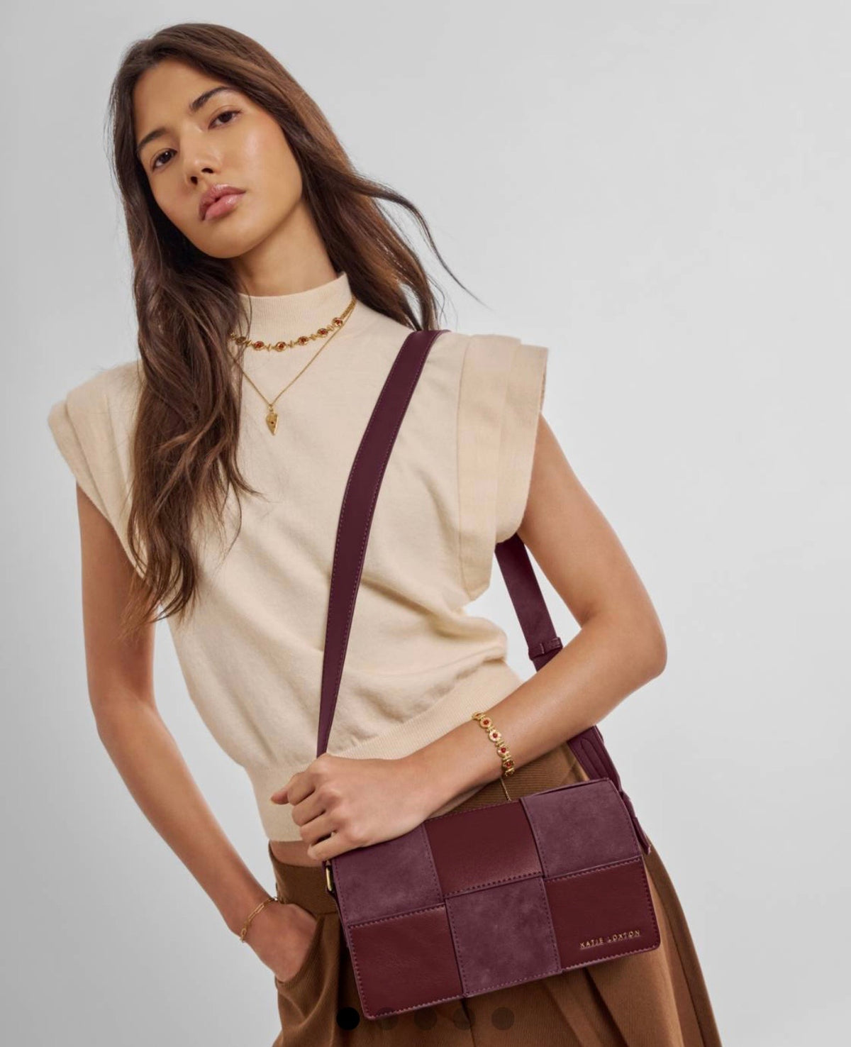 Taya Suedette Crossbody Bag in Cherry