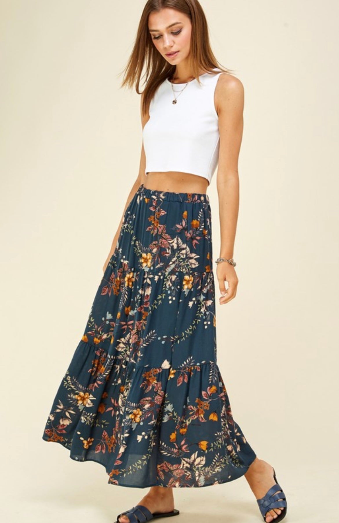 Layered floral skirt