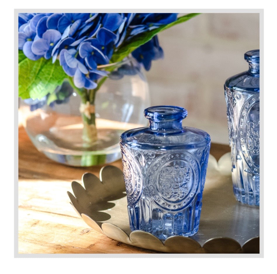 4" Blue Glass Bud Vase