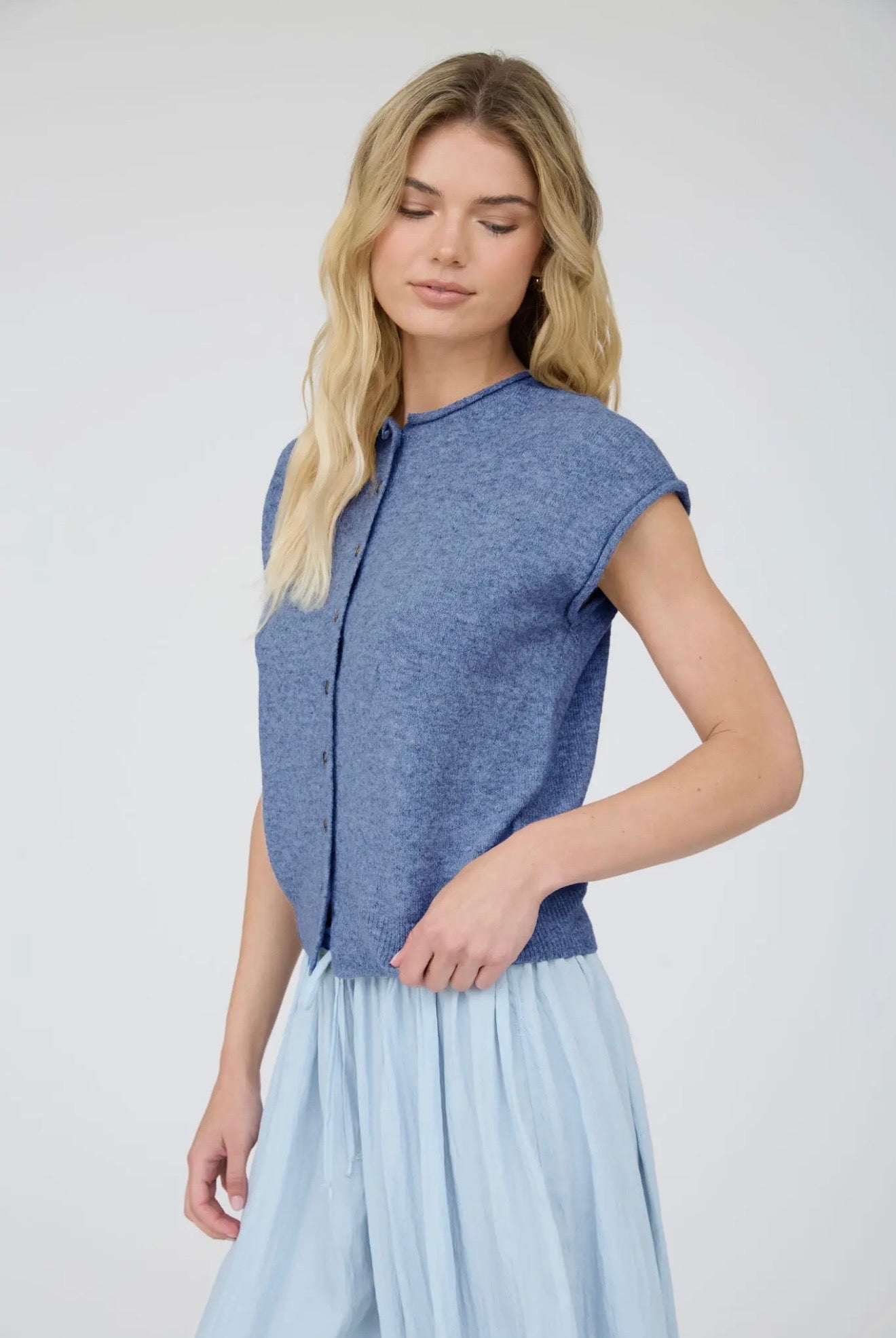 Raw Edge Sleeveless Lightweight Cardigan