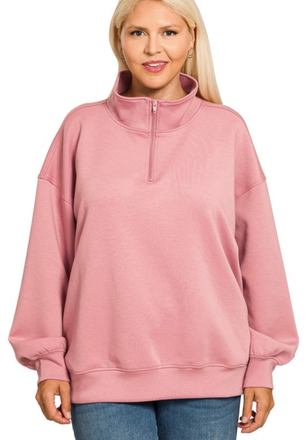 Curvy Scuba Quarter-zip Pullover