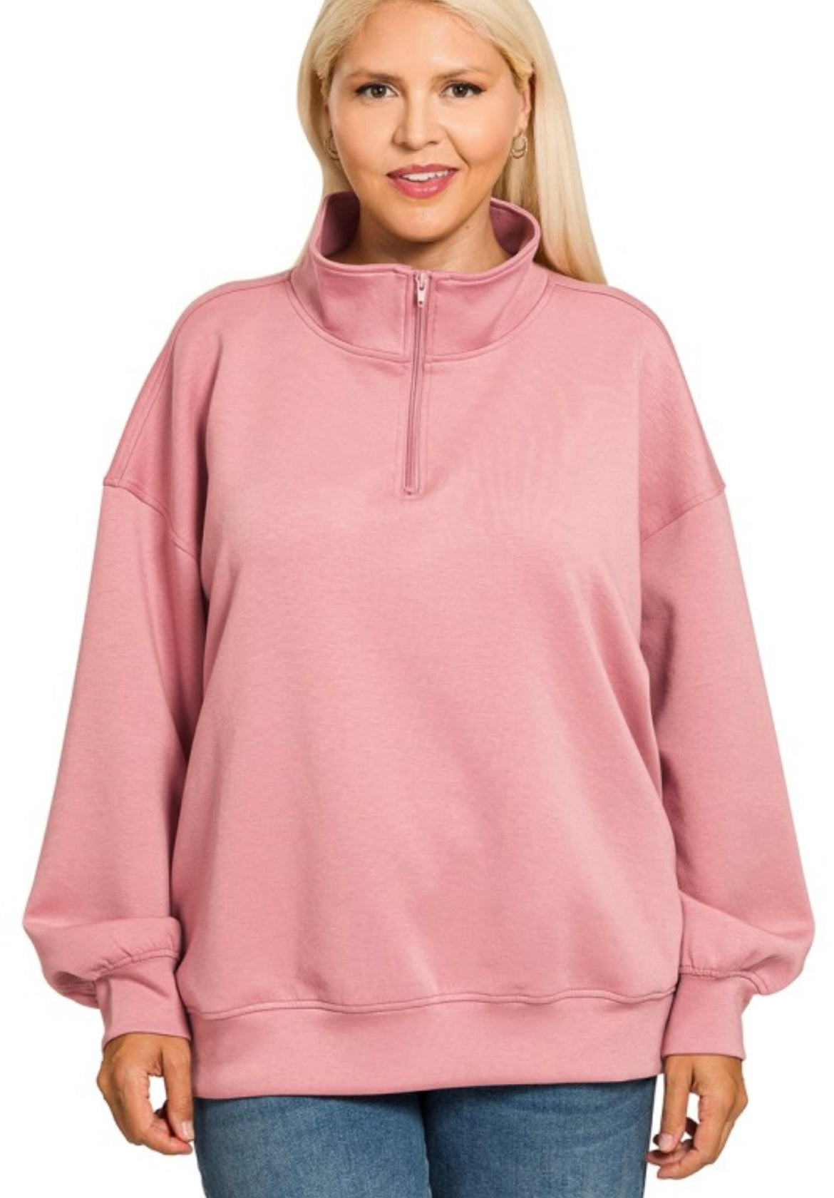 Curvy Scuba Quarter-zip Pullover
