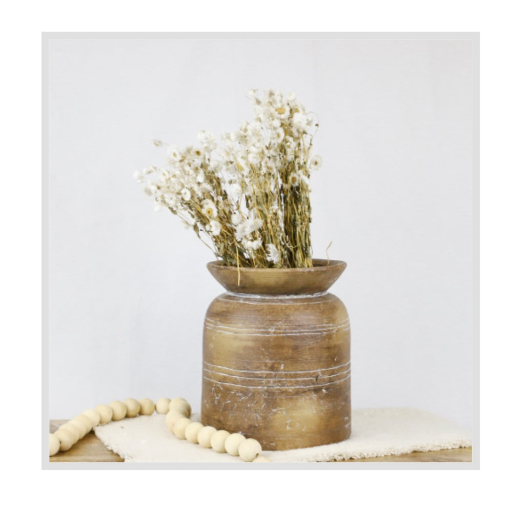 11" BROWN TERRA COTTA LINE VASE