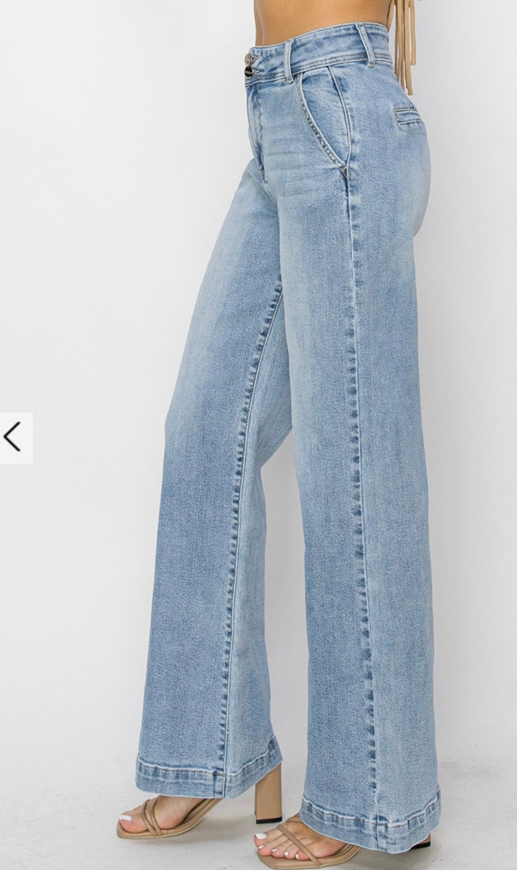 Risen High Rise Double Button Wide Leg Jean