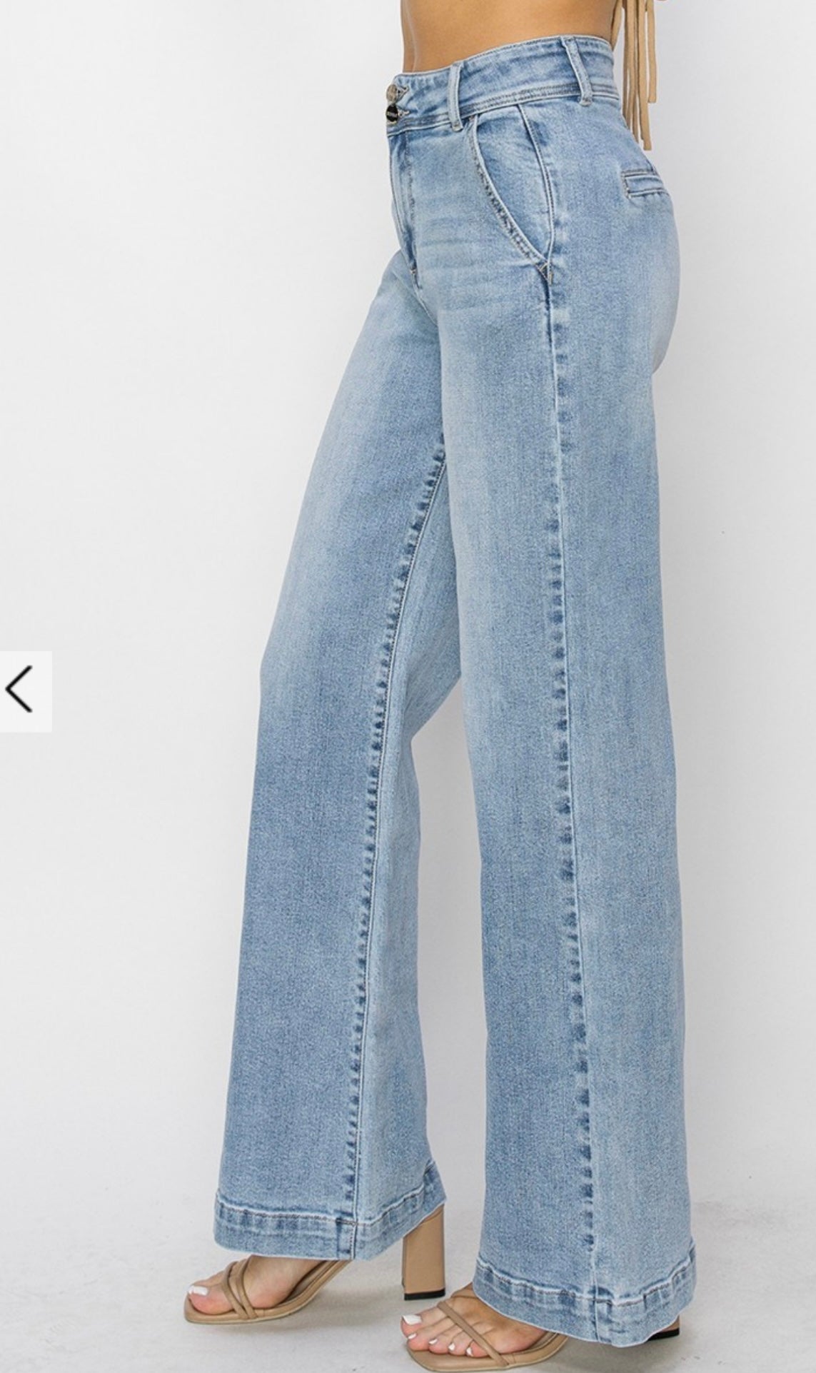Risen High Rise Double Button Wide Leg Jean