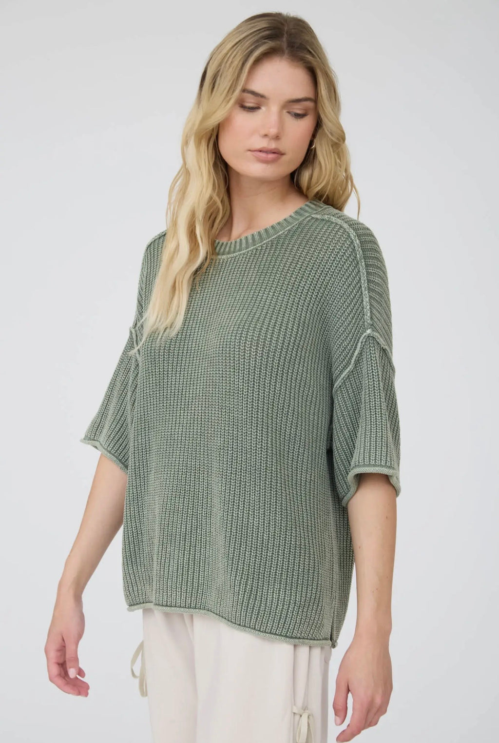 Mineral Washed Short Sleeved Sweater