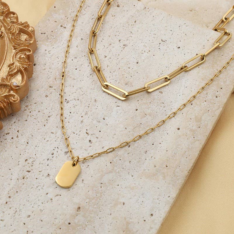 18K STAINLESS STEEL TARNISH FREE LAYERED NECKLACE