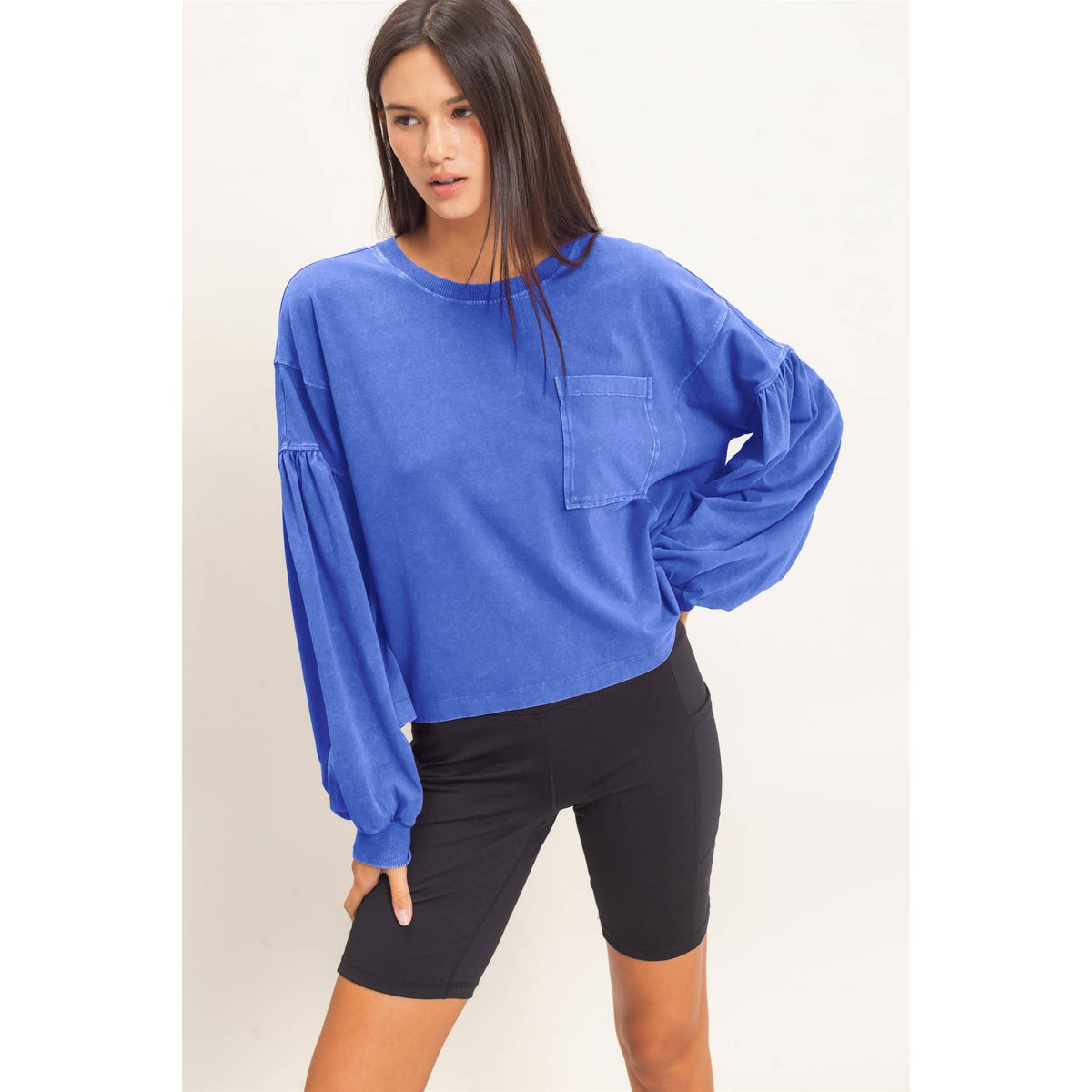 Mineral Wash Puff Long Sleeve Top