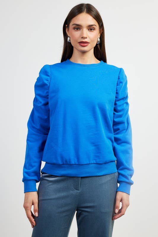 Ruched Sleeve Knit Top
