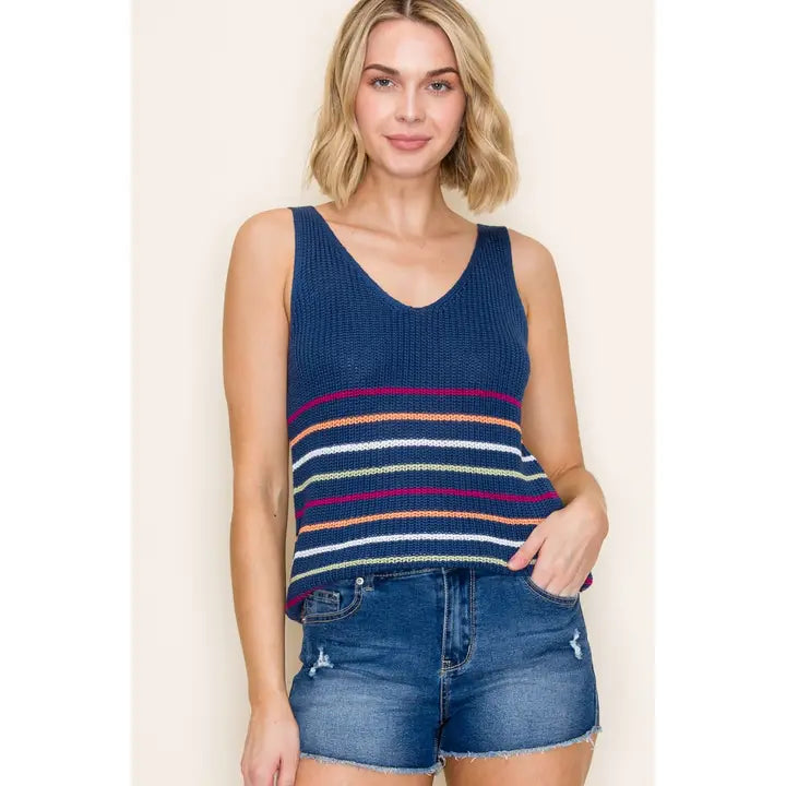 Multi Color Striped Sweater Tank