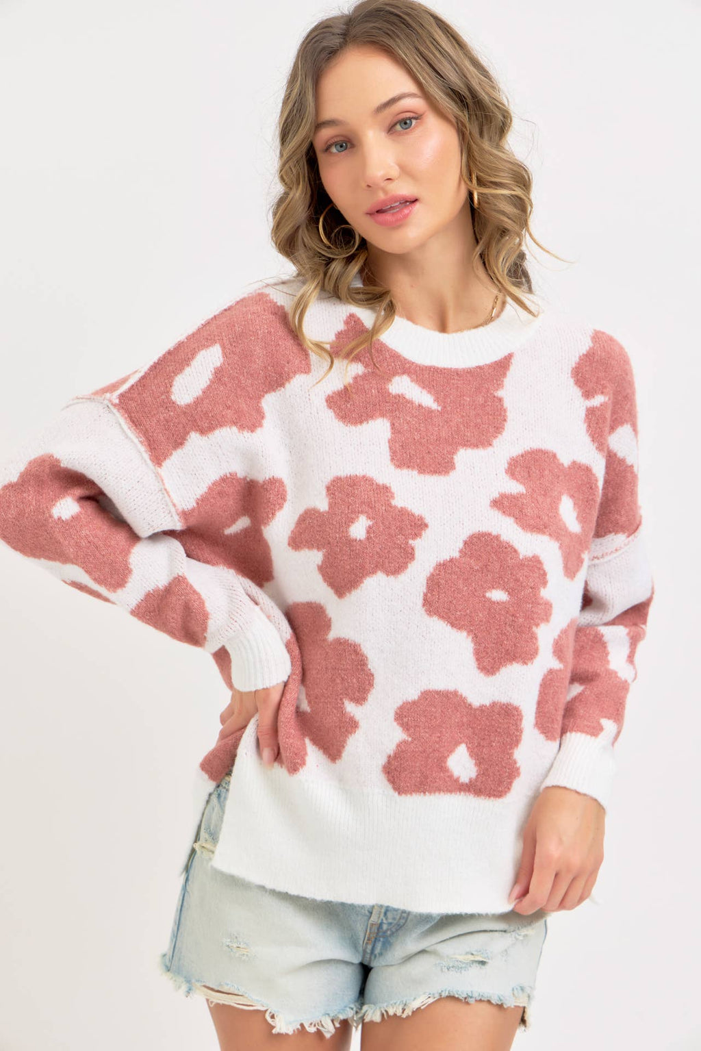 FLORAL LOOSE FIT SWEATER