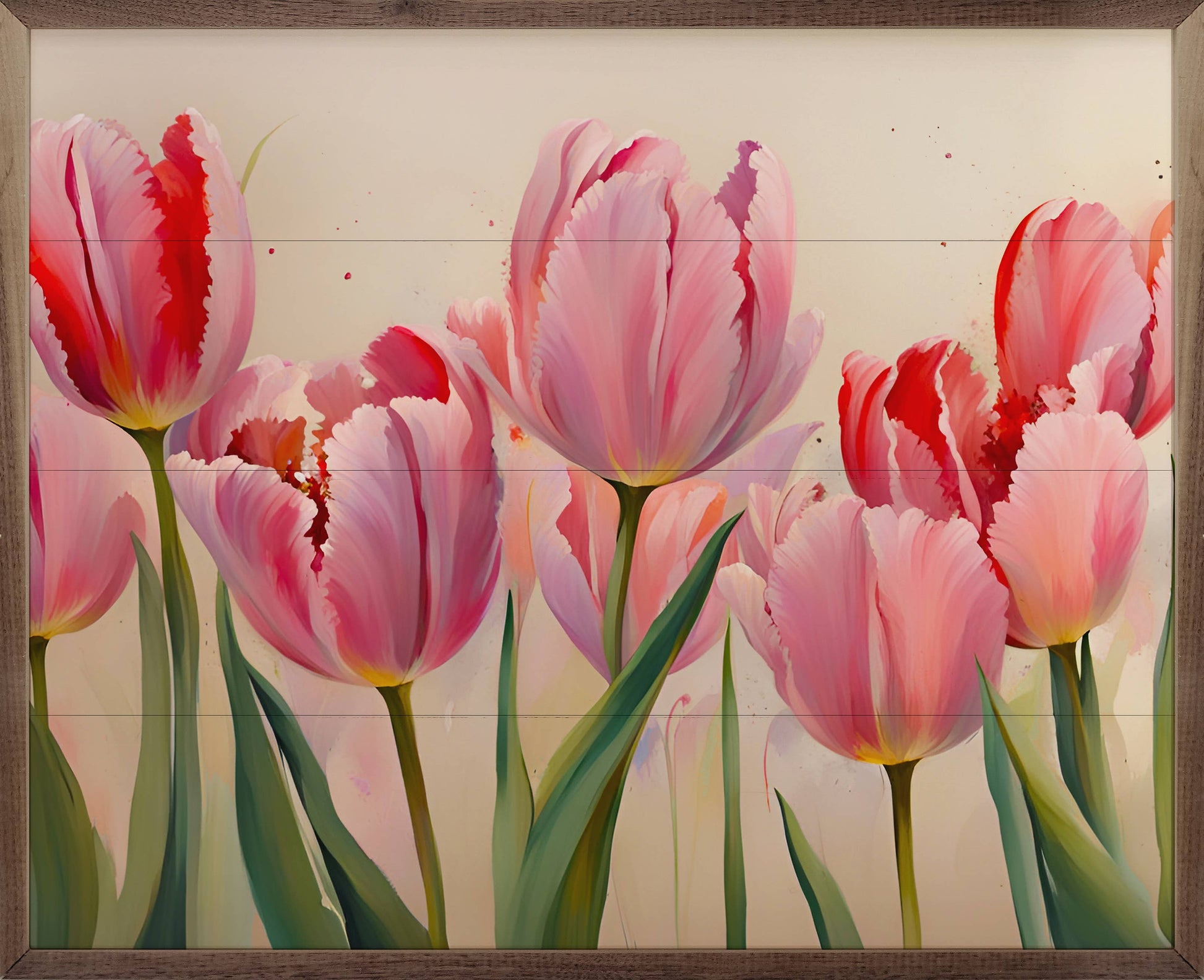 Pink Tulips Wooden Sign 10x8