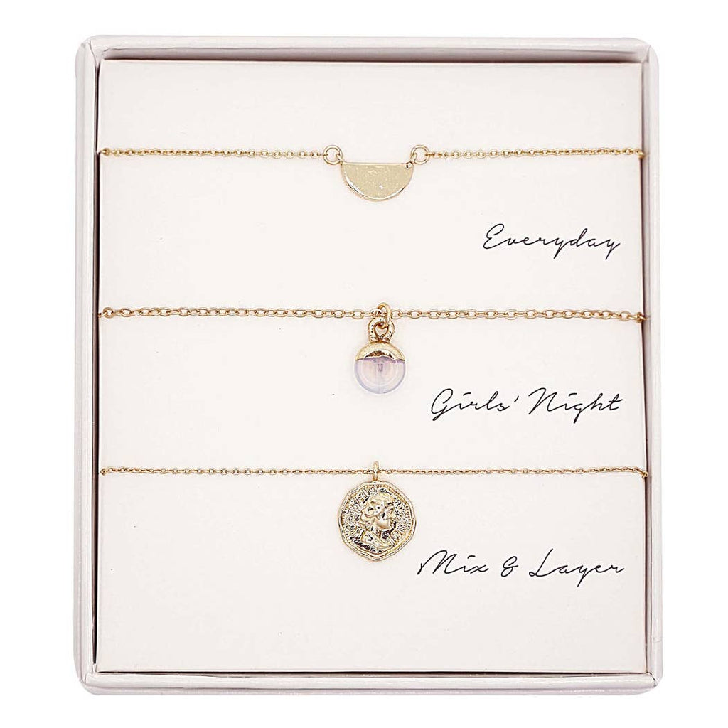 3PC Assorted Layering Pendant Necklace Gift Set