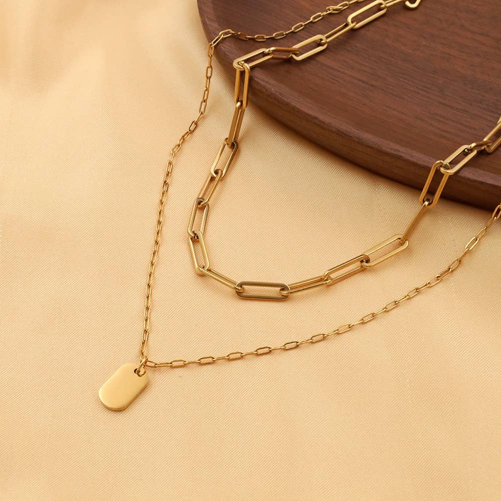 18K STAINLESS STEEL TARNISH FREE LAYERED NECKLACE