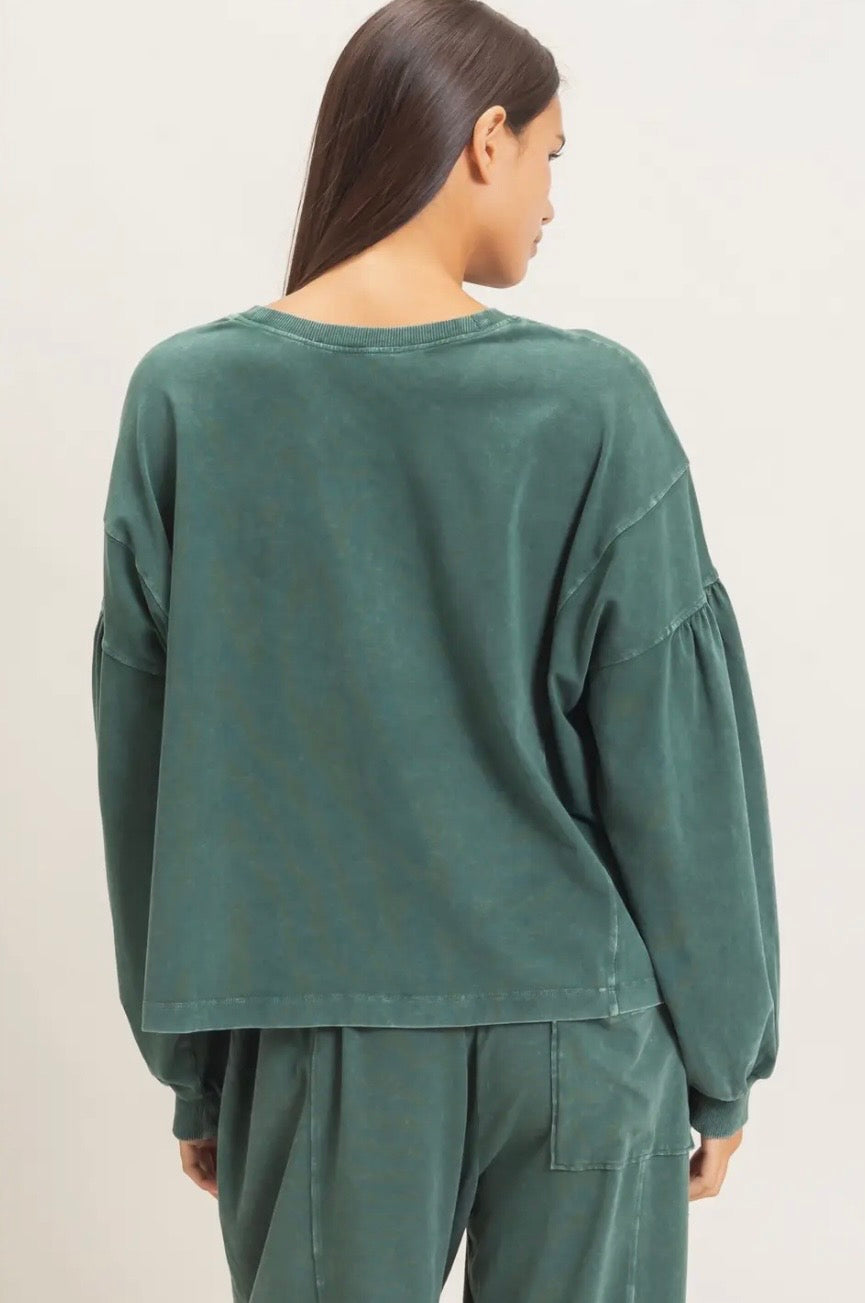 Mineral Wash Puff Sleeve Top