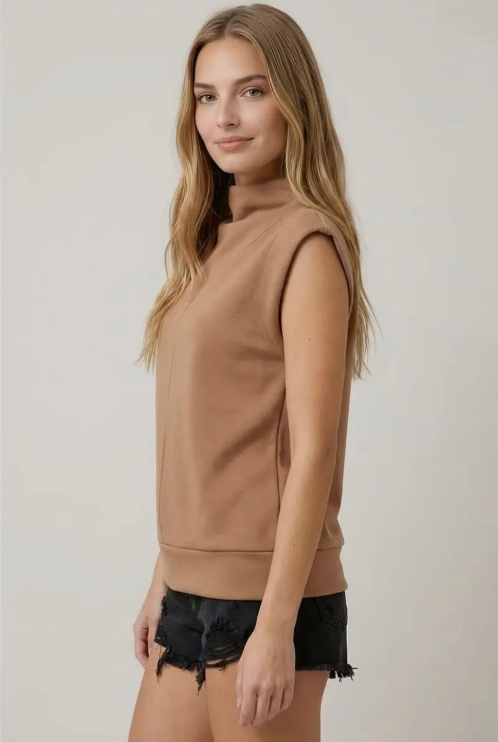 Butter Soft Brushed Modal Mock Neck Sleeveless Top