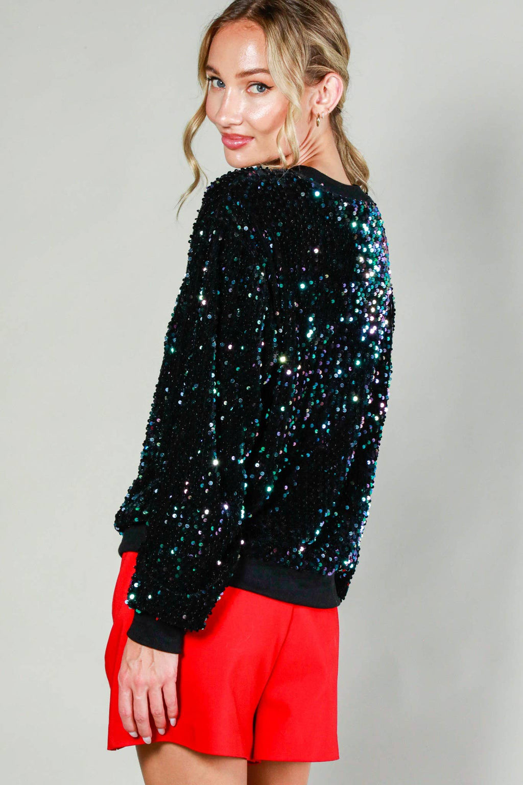 Sequin Crewneck Sweatshirt Top