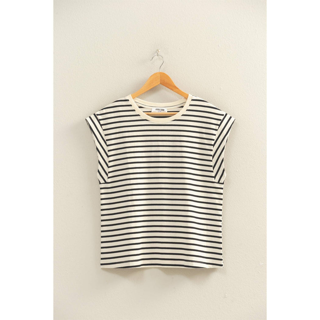 Striped Cap Sleeve Relaxed Everyday Tee