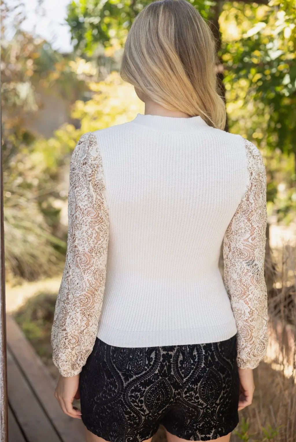 Floral Lace Long Sleeve Sweater