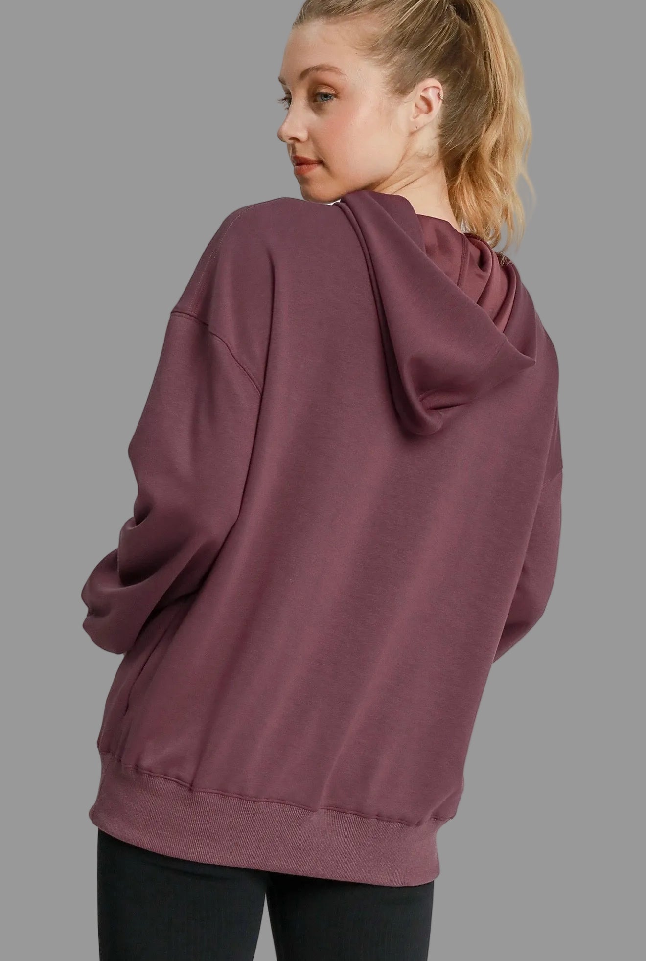 Luxe knit Ruched Sleeve Hooded Sweatshirt