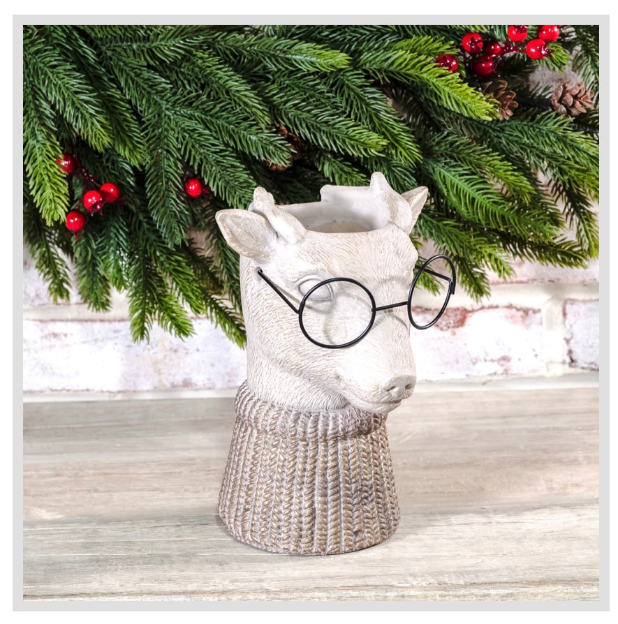 8.7" Eyeglasses Deer Vase
