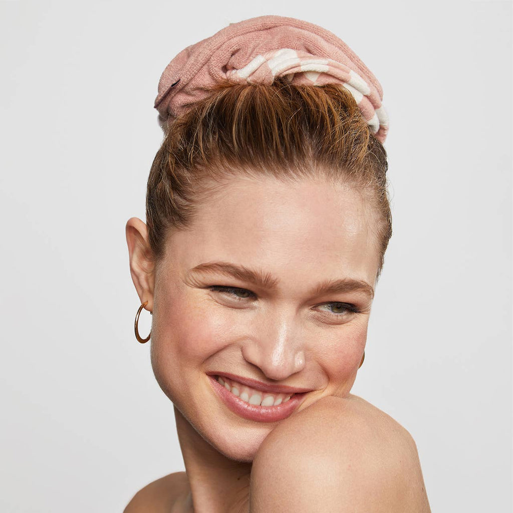 Microfiber Quick-Dry Towel Scrunchie 2PC- Terracotta Checker