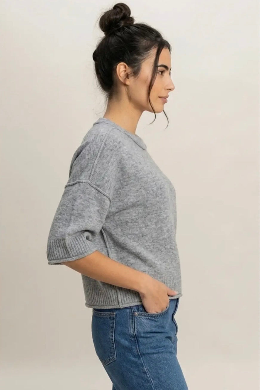 Seam Detail Short Sleeve Sweater