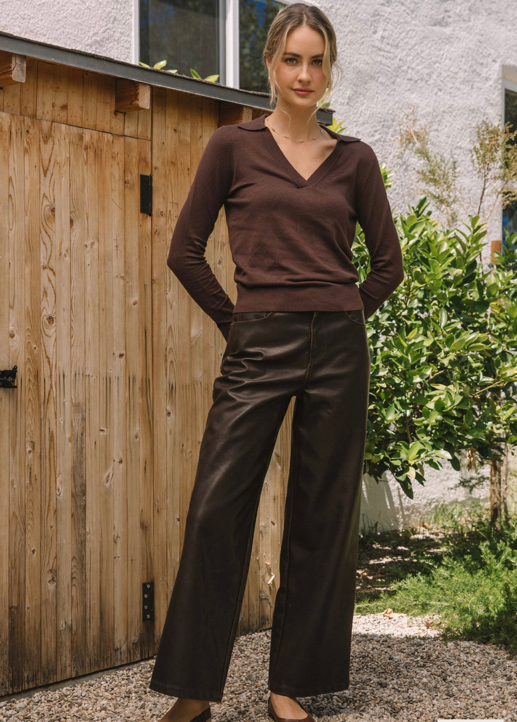 Distressed Faux Leather Pants