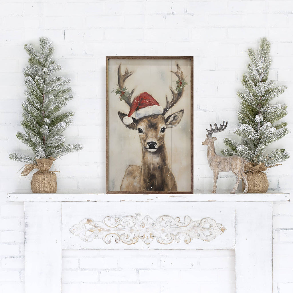 Reindeer With Hat By Petals Prints Design 10x16